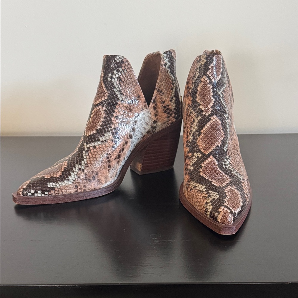 Vince Camuto Brown Snakeskin Ankle Boots